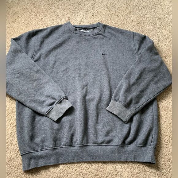 VTG Nike SWEATSHIRT Gray Tag Crewneck Embroidered Pullover Dark Gray Size XL 2XL - Picture 1 of 12
